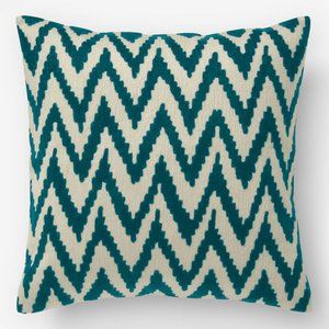 West Elm Chevron Crewel Pillow Cover - Teal